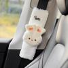1pc Cute Cartoon Bow Bear Car Seat Belt Cover Imitation Rabbit Fur Auto Seatbelt Safety Shoulder Pad Soft Plush Protector
