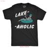 Мужская смешная футболка Lake Aholic Саркастическая отпускная новинка для мужчин винтажная стираная универсальная уличная одежда с принтом слегка мягкая