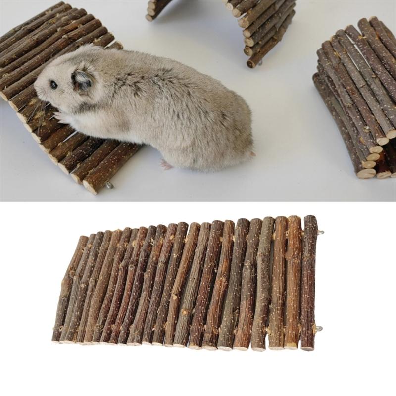 Natural Wooden Bridge Bendable Platform Toy for Small Animal Mouse Bridge Hamster Rabbit Hideout Cage Accessories
