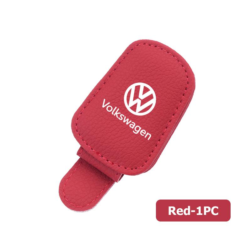 Valve Stems Caps Car Mounted Sun Visor Glasses Clip Leather Eyeglasses Storage For Volkswagen VW Golf 4 5 6 7 Polo Jetta Sagitar ze1