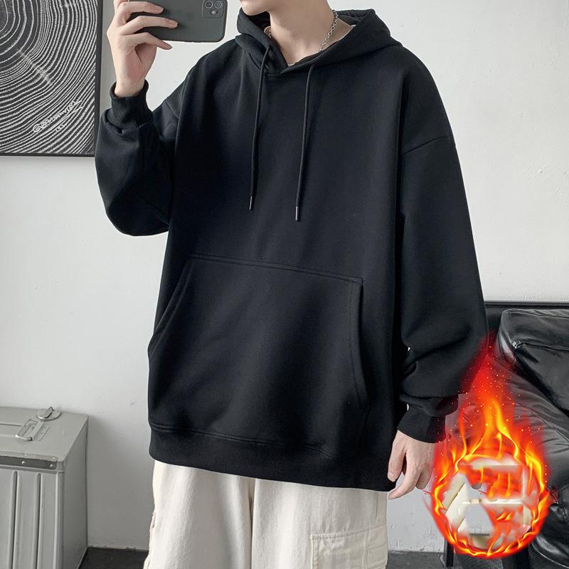 Весна Осень Повседневная толстовка с капюшоном Удобная толстовка с капюшоном Мужская свободная толстовка с однотонным пуловером Молодежная спортивная толстовка