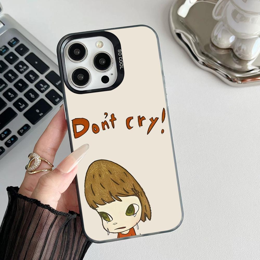 Арт Y-Йошитомо Нара Чехол для телефона Матовый Цветной Серебристый Для Iphone 17 16 15 14 Pro 13 12 Air Plus 11 7 8 Max Роскошная Крышка