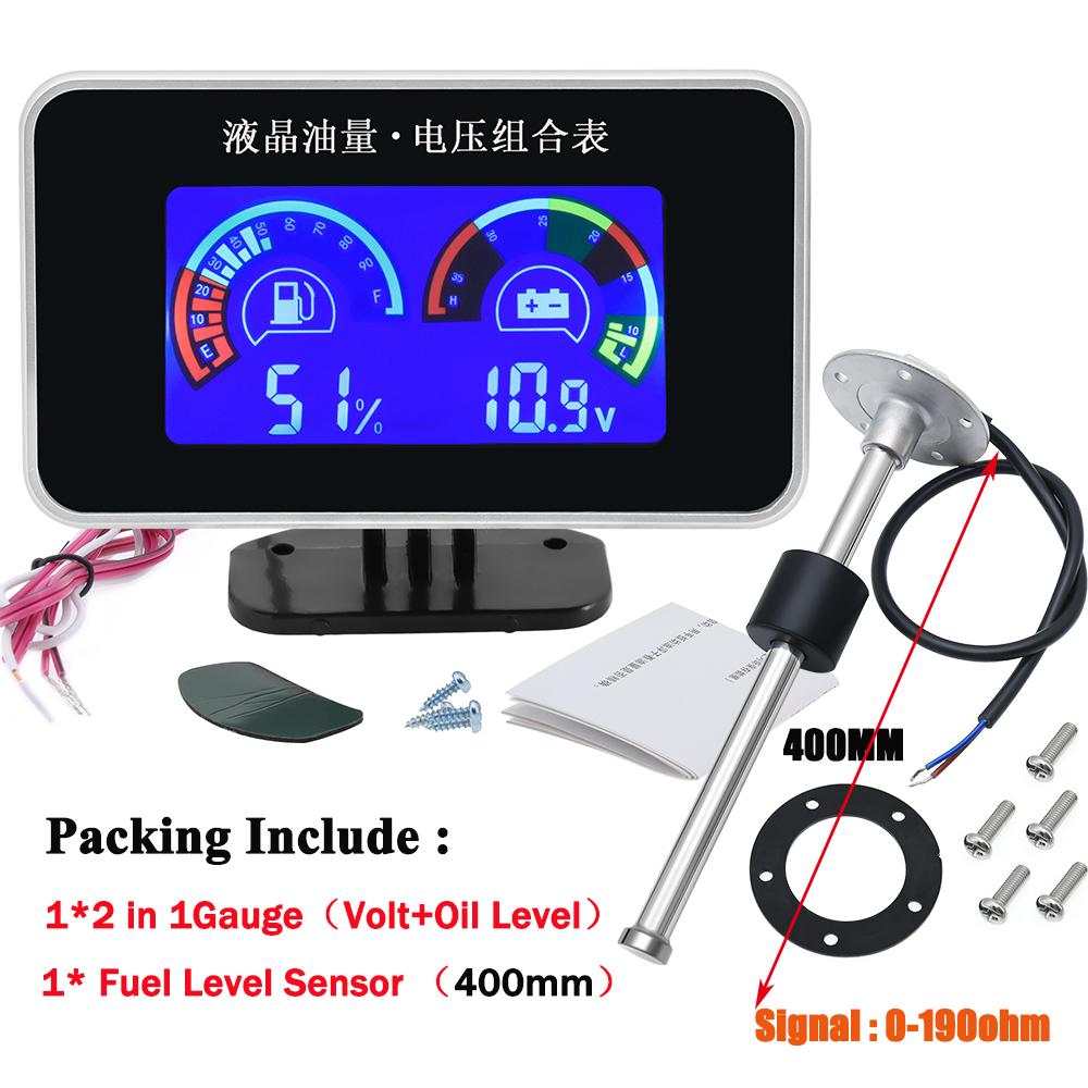 12 В-24 В вольтметр указатель уровня масла индикатор топлива датчик уровня воды в баке 0-190 Ом универсальный бензиновый счетчик цифровой вольтметр для автомобиля