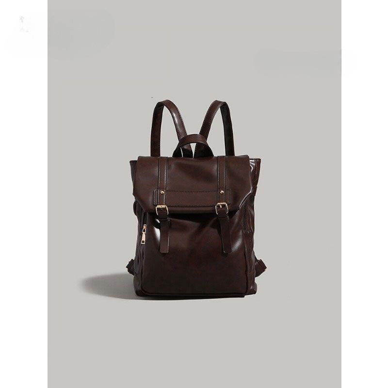 Retro Women's Lightweight Leather Backpack for Shopping and College