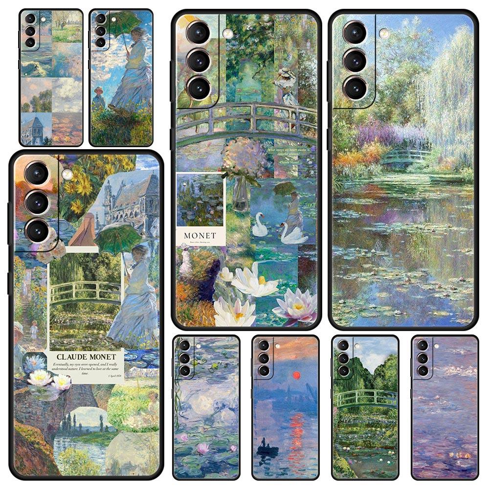 Чехол для телефона Samsung Galaxy S24 S23 S22 Ultra S20 S21 FE 5G S10 S9 Plus S10E S8 S7 Edge Мягкий силиконовый чехол Искусство Клода Моне