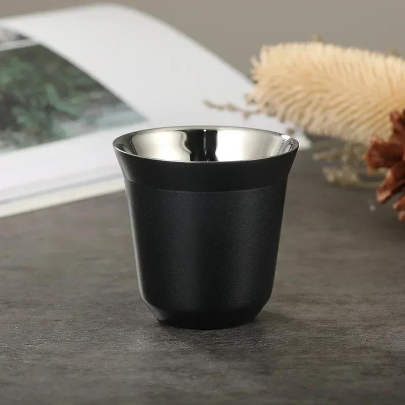 Кружки для эспрессо объемом 80 мл, маленькие бокалы для вина, кофейные чашки из нержавеющей стали 304, двойные стенки, термоизолированная капсульная чашка, которую можно мыть в посудомоечной машине