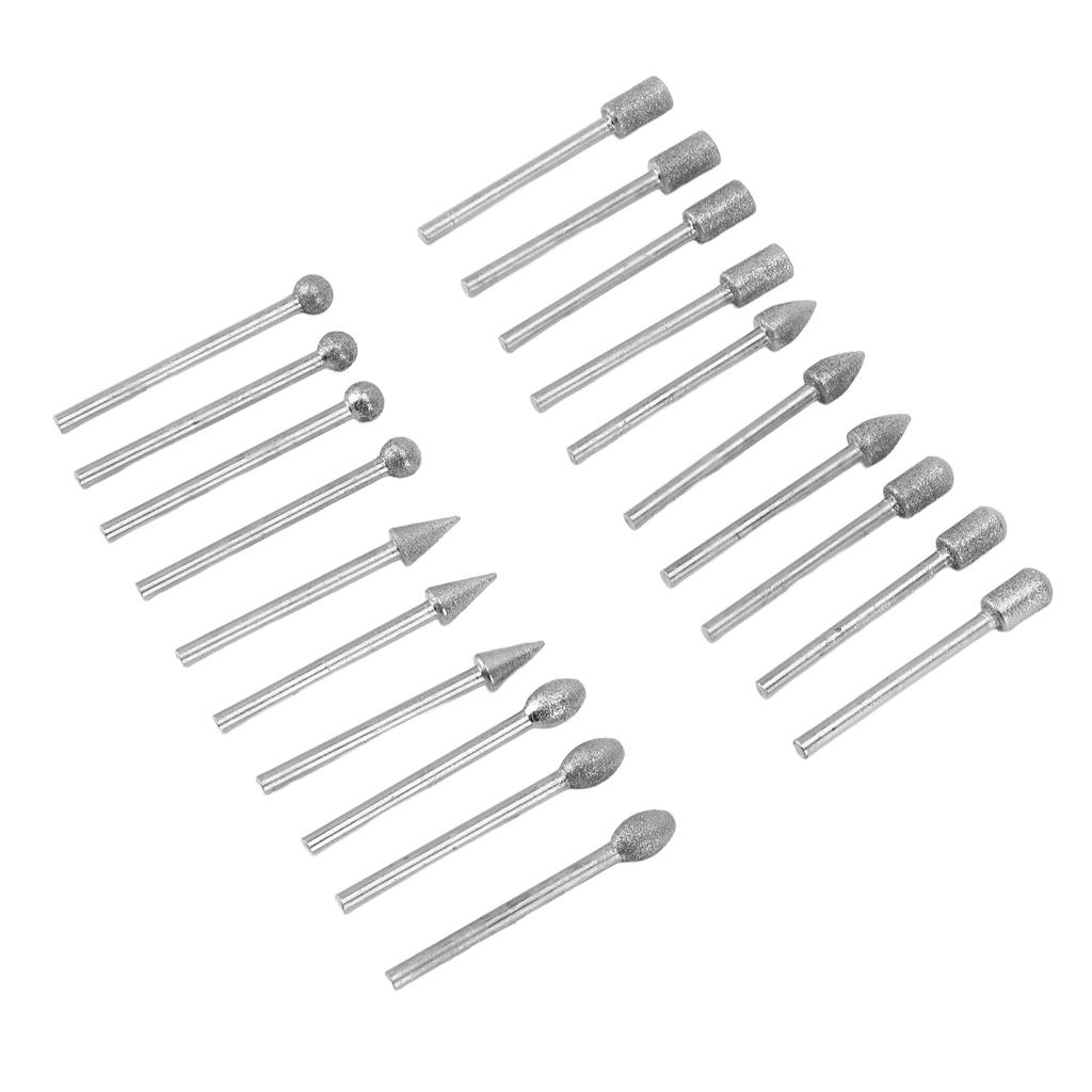 Набор из 20 шт., набор для резьбы по камню, набор вращающихся шлифовальных бит с хвостовиком 3 мм для стекла, металлического нефрита