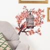Cartoon Watercolor Plum Tree Branches Bird Cage Living Room Porch Study Wall Beautification Wall Sticker
