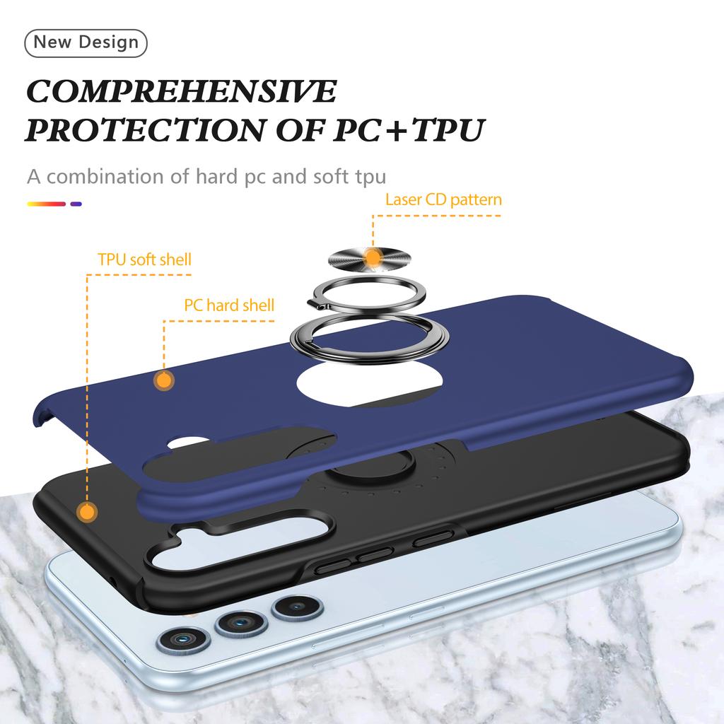 For Samsung Galaxy S24 FE Case PC+TPU Phone Cover with Rotatable Ring Holder