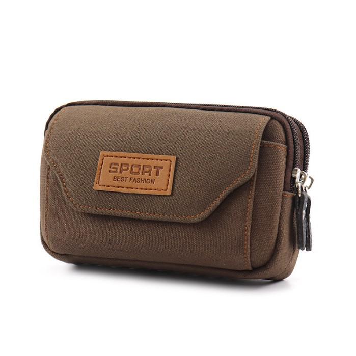 Мужская кожаная и холщовая многофункциональная поясная сумка для строительных площадок