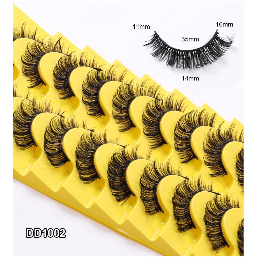 10 Pairs Natural False Eyelashes Curl Russian Volumes 3D Fluffy Mink Reusable Fake Lashes Flexible Extensions Faux Cils
