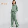 2 Pcs/Set Women Top Pants Set Half Zipper Turn-down Collar Long Sleeves Sweatshirt Elastic Waist Wide Leg Sweatpants Sport Outfit Autumn Casual