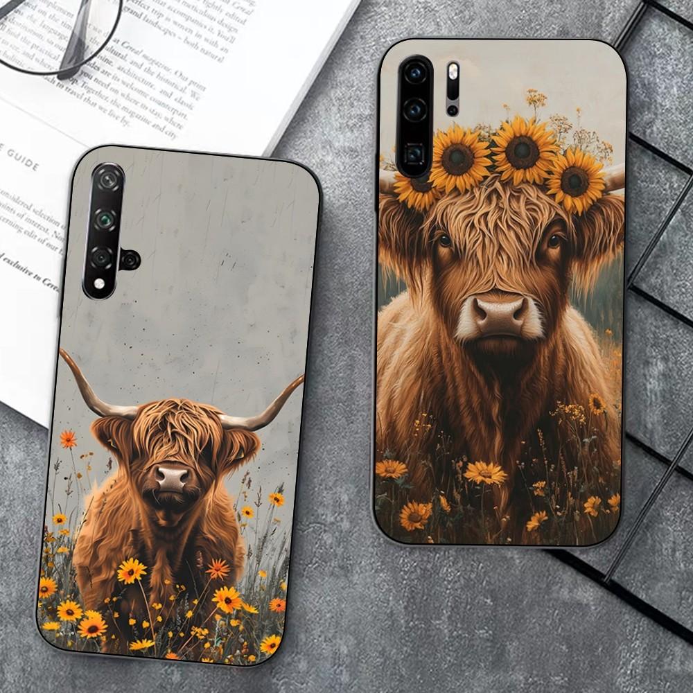 Cute Highland Cow Phone Case For Huawei P 8 9 10 20 30 40 50 Pro Lite Psmart Honor 10 Lite 70 Mate 20lite