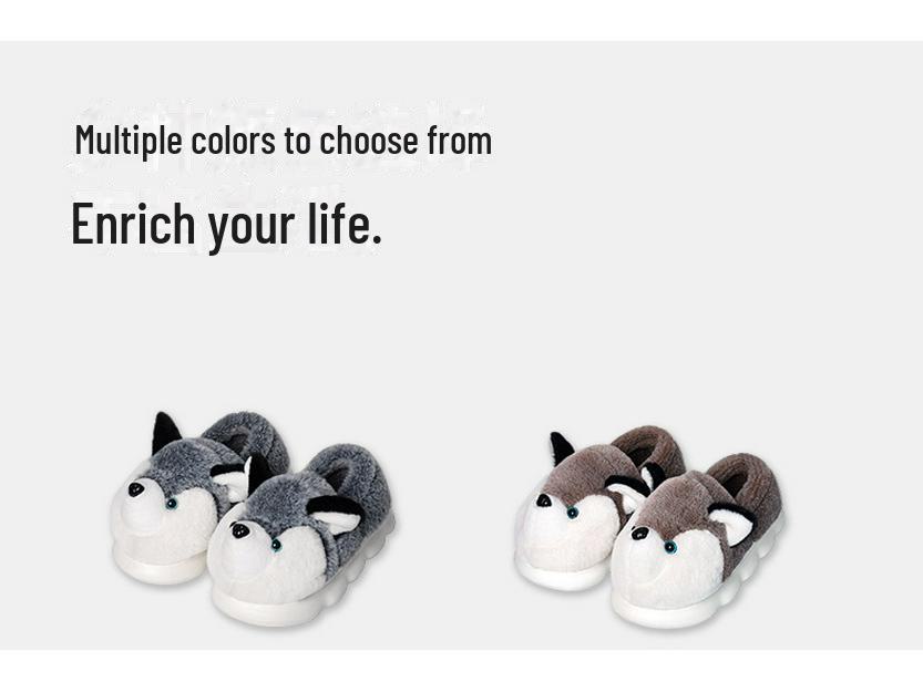 Men's Husky Plush Cotton Slippers: Warm, Cozy Indoor Winter Footwear for Couples