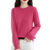 Women's Casual Lace Round Neck Base Layer Knitted Long Sleeve Solid Color Sweater
