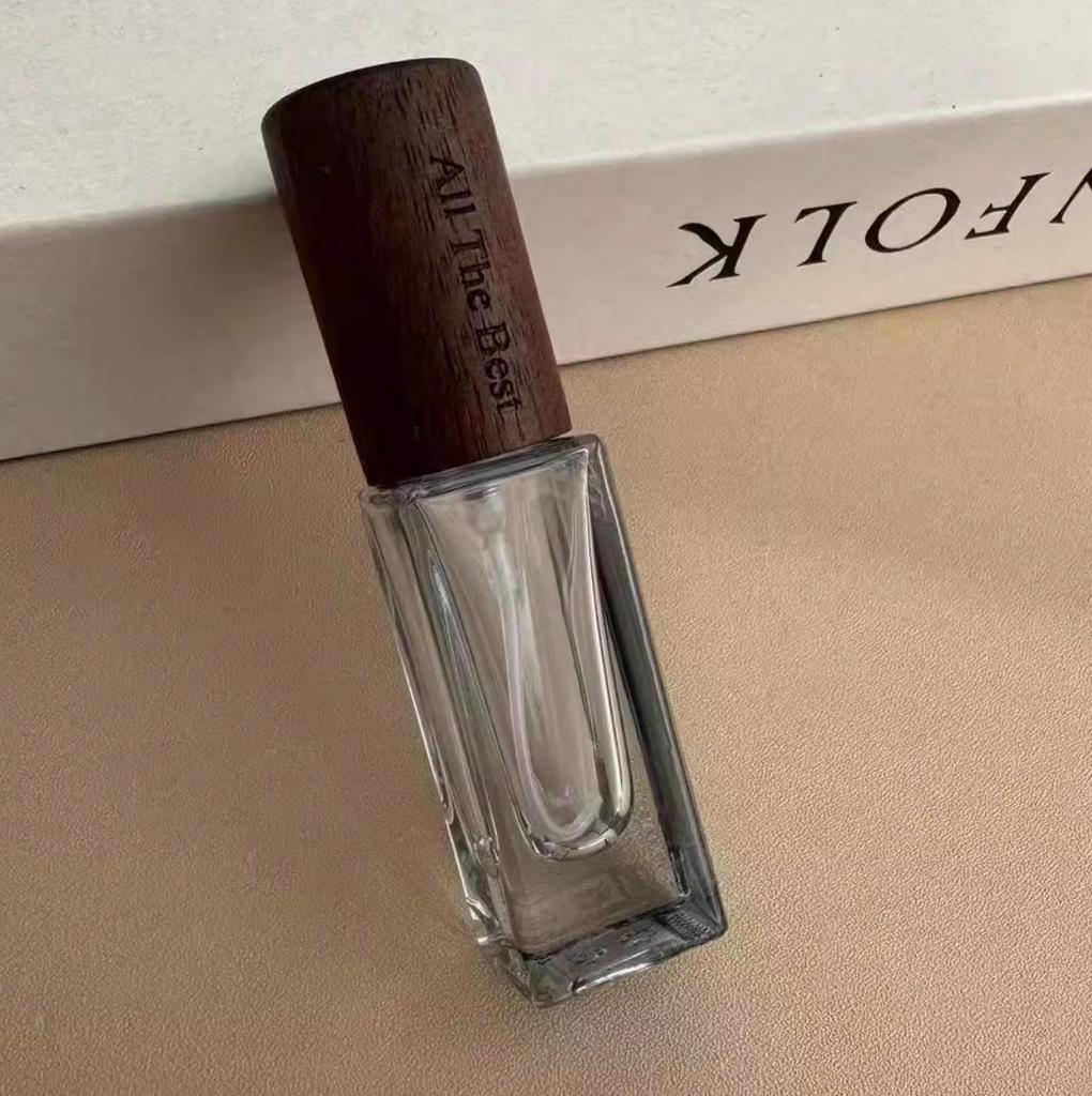 5 мл Прозрачная стеклянная бутылочка-спрей для парфюма, стеклянные флаконы-пробирки для образцов, косметический портативный мини-распылитель для парфюма, деревянная крышка, многоразовая