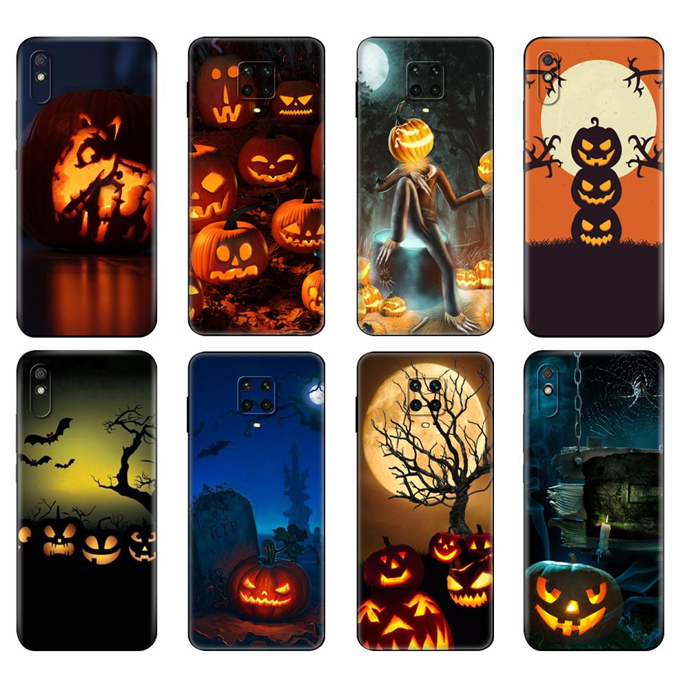 Black Tpu Case For Xiaomi Redmi 7A 8 8A 9 9A 9C Case Redmi Note 8T 8 Pro T Note 9 9S 9 Pro Case Halloween Pumpkin
