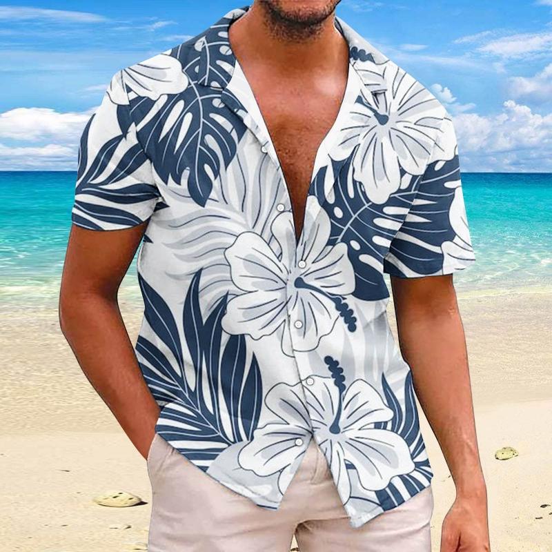 Beach Flower Men's Shirt 3d Print Hawaiian Short Sleeve Shirts For Men Summer Casual Shirt Loose Oversized Short Sleeve Tops