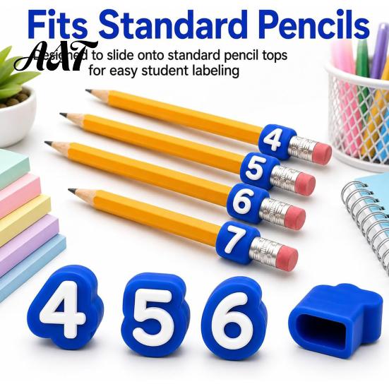 Classroom Organization Tools 30Pcs Numbered Pencil Cap Labels, 1-30 Numbers Topper Decoration, Durable Pen Stickers Students Clips, Reusable