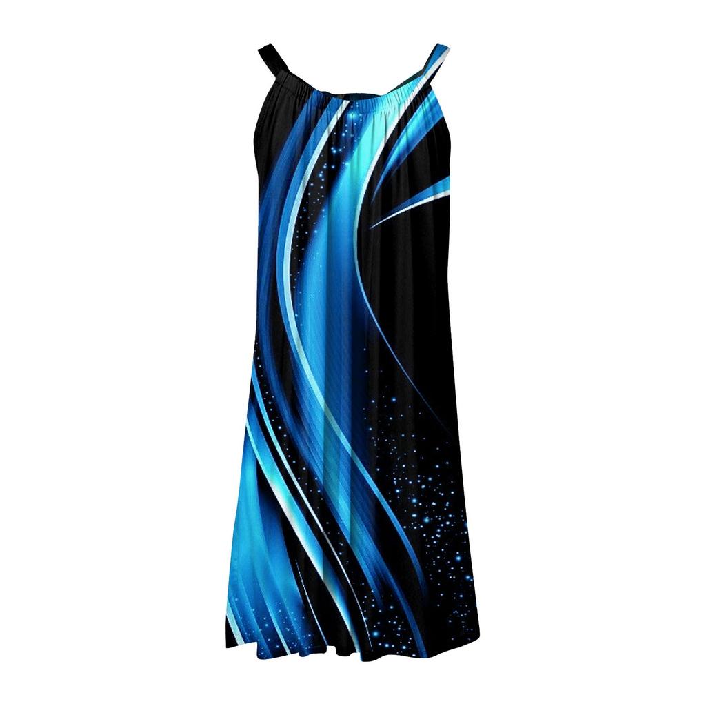 Women's Fashion Summer Beach Casual Print Sleeveless Cute Sling Dress