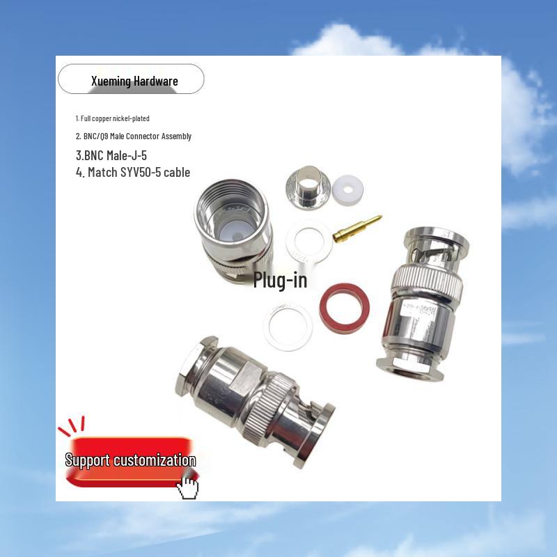 BNC-J-5: 5-Piece Assembly, Q9/BNC Male Solder-Type Connector for SYV/50-3 Cables