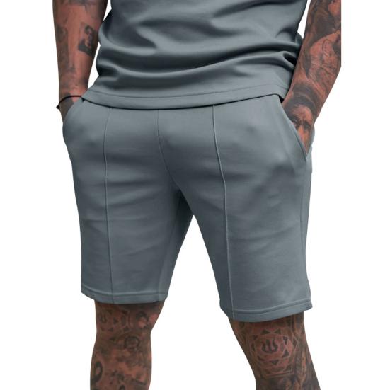 Мужские шорты средней посадки с эластичной талией, широкие шорты с карманами, стандартный крой, однотонные повседневные брюки для повседневной носки