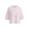 Neo Casual Sporty Short-Sleeve Smiley Print T-Shirt Women Tops Pink H61981