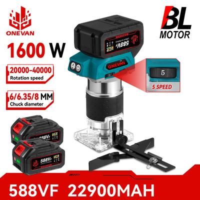 5-скоростной бесщеточный электрический ручной триммер 1600 Вт беспроводной фрезер по дереву деревообработка гравировка прорезка пазов для Makita 18 В аккумулятор