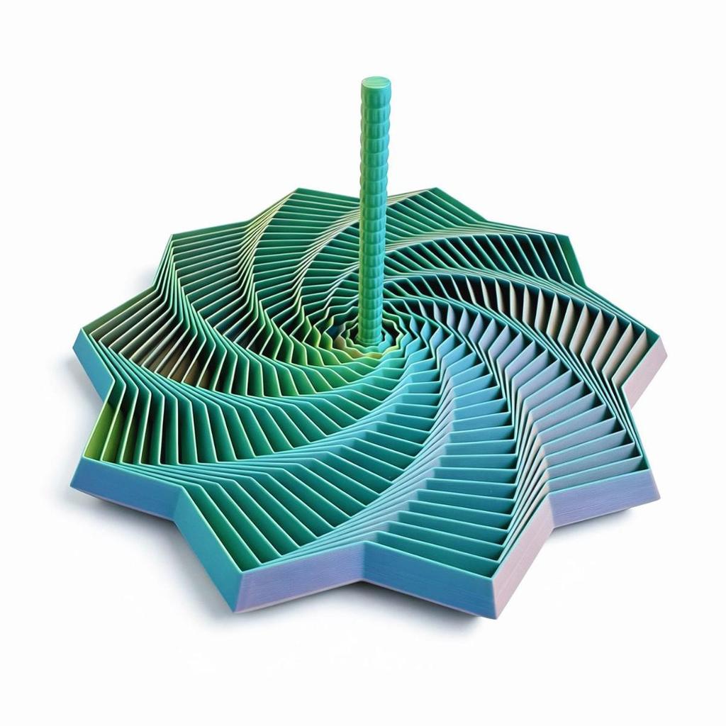 3D Printed Spiral Radish Tower: Three-Dimensional Polygonal Fingertip Toy with Handle