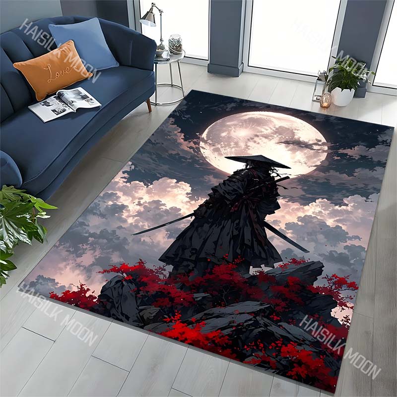 Japanese Bushido Pattern Carpet for Living Room Bedroom Bedside Floor Mat Sofa Table Area Rugs Home Decor Large Size