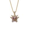 European & American Cartoon Anime Gengar Pendant Little Monster Rhinestone Hip Hop Necklace