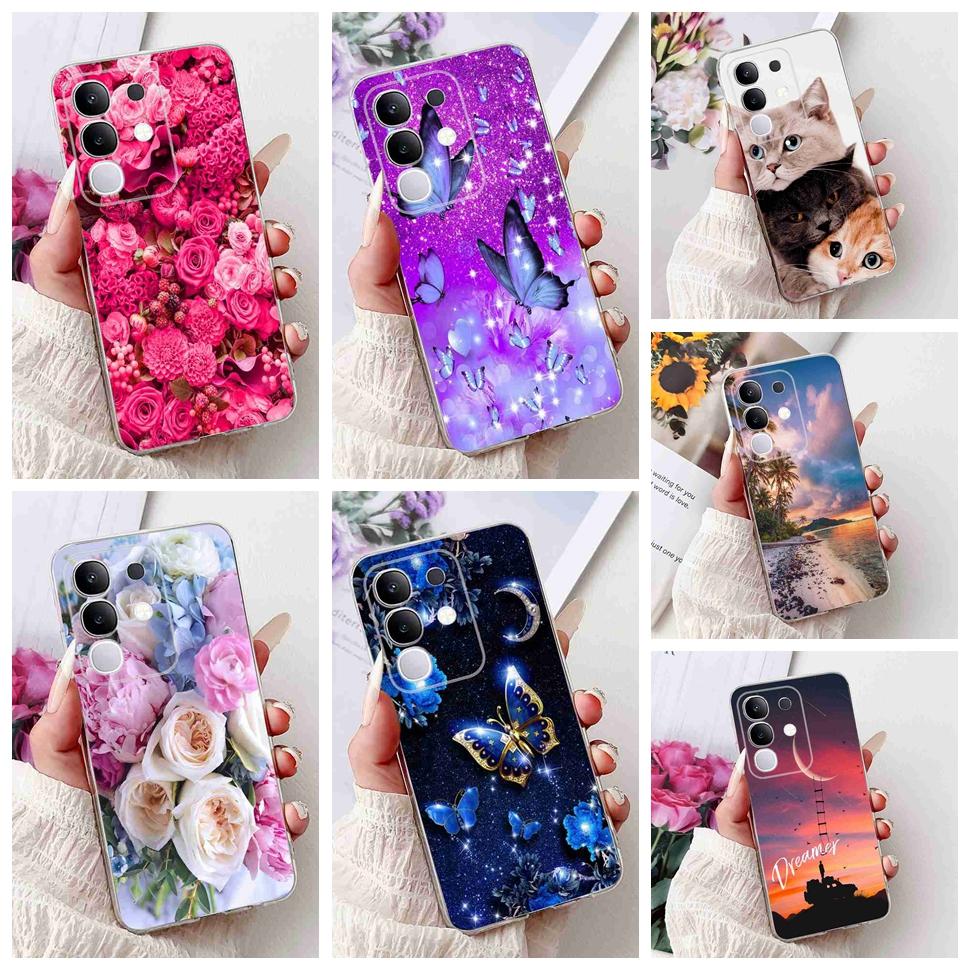 For Vivo Y29 4G Case Cute Couple Cat Butterfly Cover Soft Silicone Phone Cases For Vivo Y 29 Y29 4G Fundas Coque 6.68"