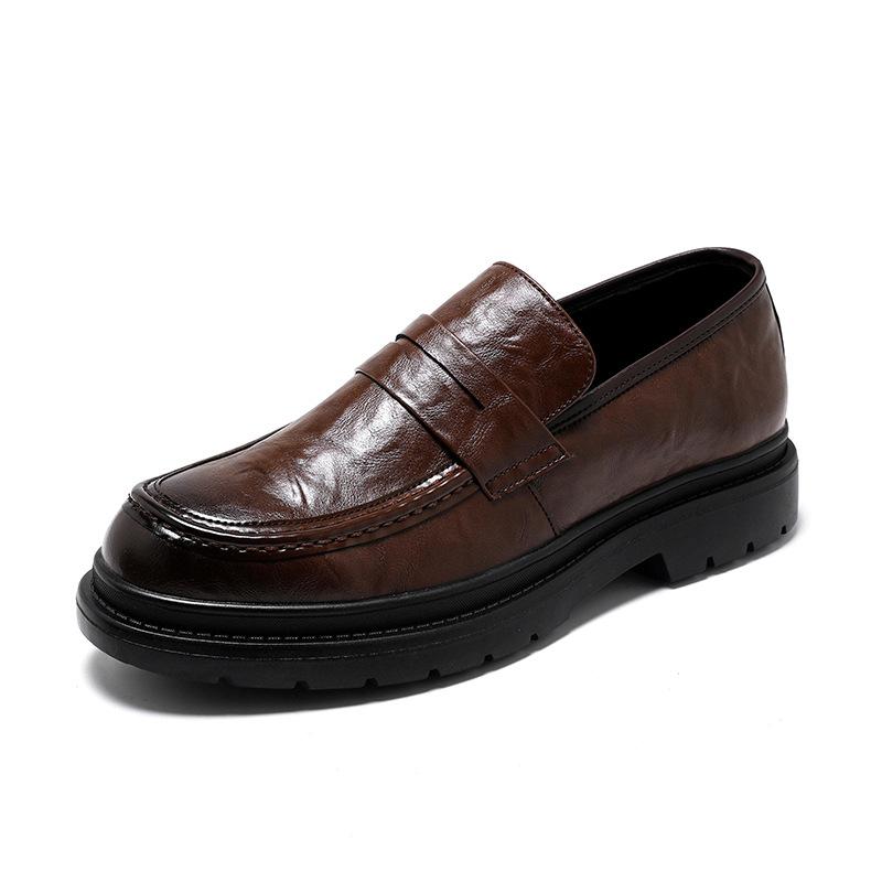 Niche Small Leather Shoes British Style Shoes Men's Large Size Thick Soled One Pedal Loafers 45 Men's Single Shoes 3512-T