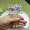 100Pcs Decorative Food Cocktail Picks For Appetizers Pearl Bamboo Food Sticks Appetizer Skewers For Birthday Wedding Party