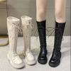 Boots Women's 2025 New Women's Boots Winter British Thick-soled Lace-up High Boots Women's Skinny Small Knight Boots