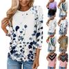 Shirt For Women's Fashion Casual Raglan Sleeve Round Neck 3/4 Sleeve Loose Printed T-Shirt Ladies Top