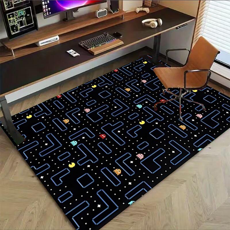 1pc Pacman Maze Adventure Carpet for Playroom Bedroom Living Room Sofa Home Decor,kids Game Area Rug Non-slip Floor Mat Y730140