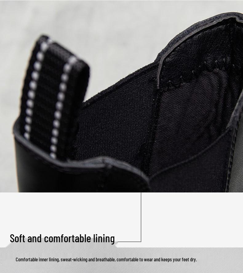 Мужские челси из черной кожи в британском стиле - Высокие, на толстой подошве, из мягкой кожи, универсальные для мотоциклетной, рабочей одежды в стиле Мартин.