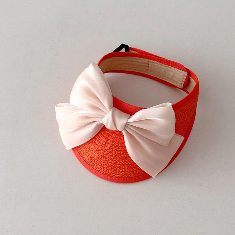 New Korea Style Baby Straw Caps Kids Sun Hats Empty Top Big Bow Hat Child Straw Sunshade Sunscreen Hats Baby Accessories Newborn