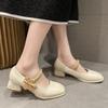 Fashion New Square Toe Thick Heel Shallow Mouth Bowknot Pearl Decoration Elegant Women's Shoes Sexy Fashion Casual Party Low Heels