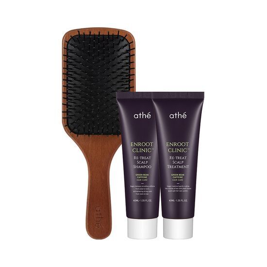 Athe Authentic Wooden Scalp Brush Gift Set (includes 2 Free 40ml Shampoos and Treatments)