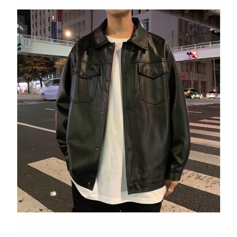 Весна Осень Новая Свободная Кожаная Куртка Мальчики Красивая Модная Брендовая Мотоциклетная Куртка Корейская Модная Уличная Куртка