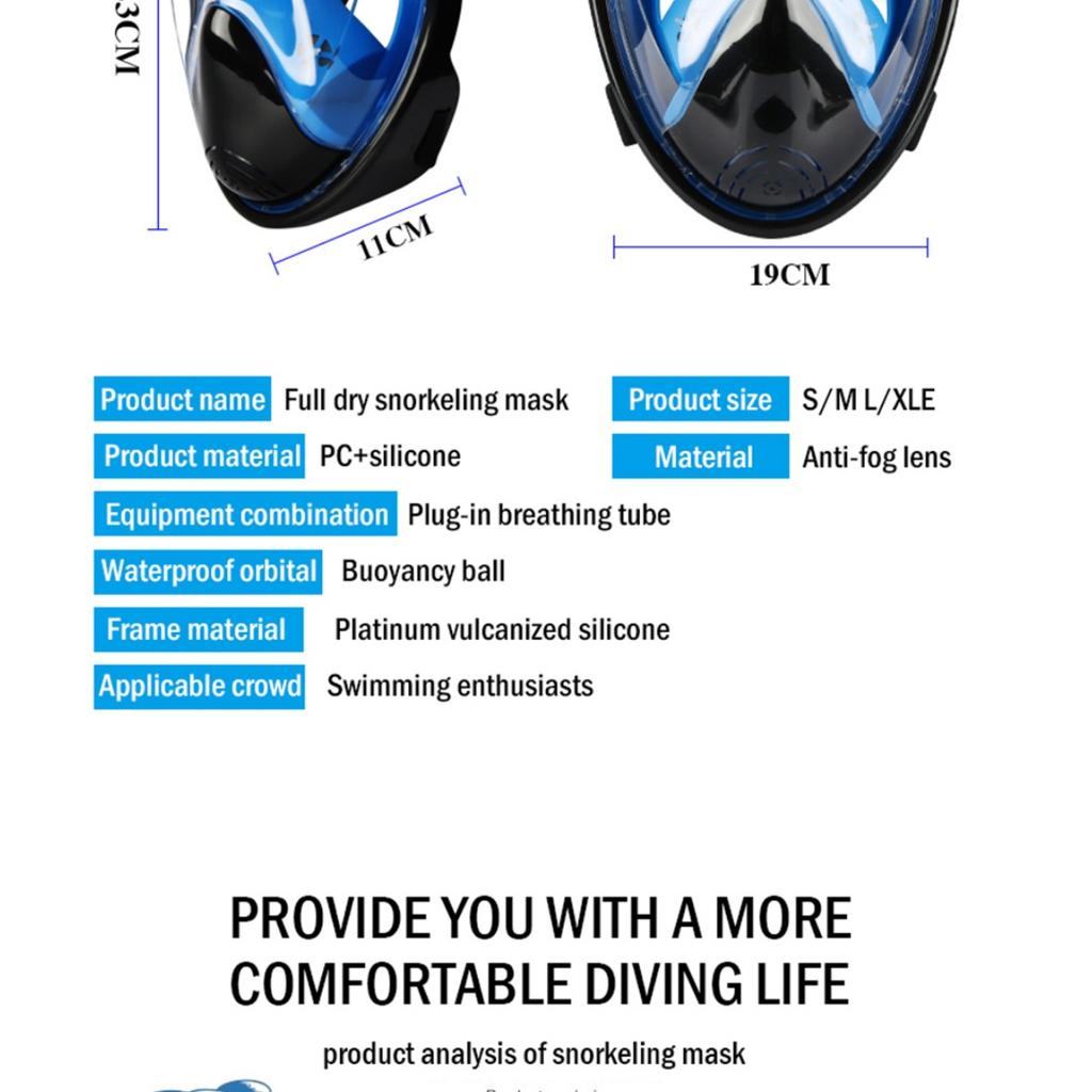 Underwater Scuba Anti Fog Full Face Diving Mask Snorkeling Respiratory Masks Safe Waterproof Swimming Equipment for Adult Kids