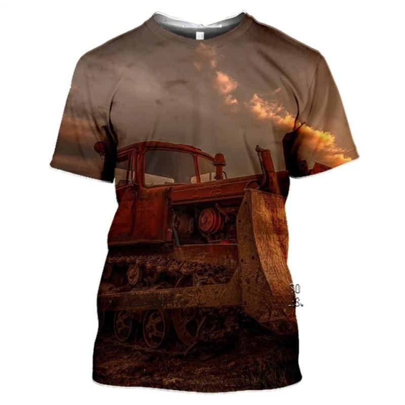 Верхняя одежда для детей 2024 года, новые летние повседневные детские футболки, футболка для мальчиков, 23 цвета, футболки с изображением машин, тракторов, для девочек