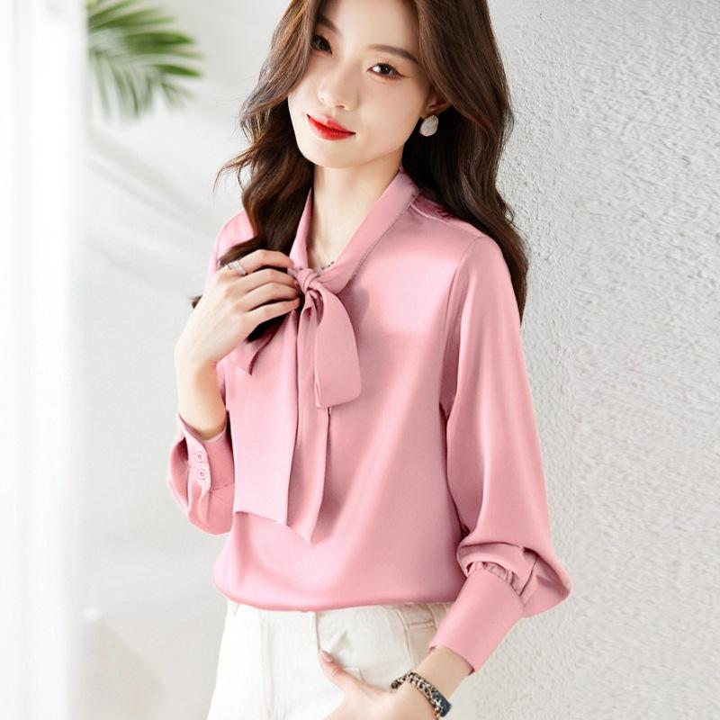 Осенняя шифоновая белая рубашка с бантом для женщин, новая модная рубашка, профессиональный роскошный топ