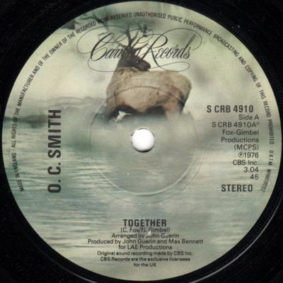 7-дюймовая пластинка OC SMITH - Together SCRB4910 Caribou Records - UK Soul/Funk Б/у