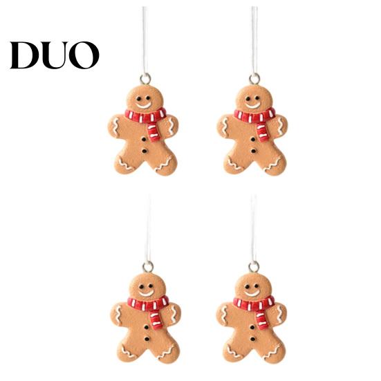 Indoor Christmas Party Supplies 4 Pcs Gingerbread Ornaments, Candy Cane, Tree, Lollipop, DIY Holiday Gift Box Accents Man Xmas Tree Hanging Decoration