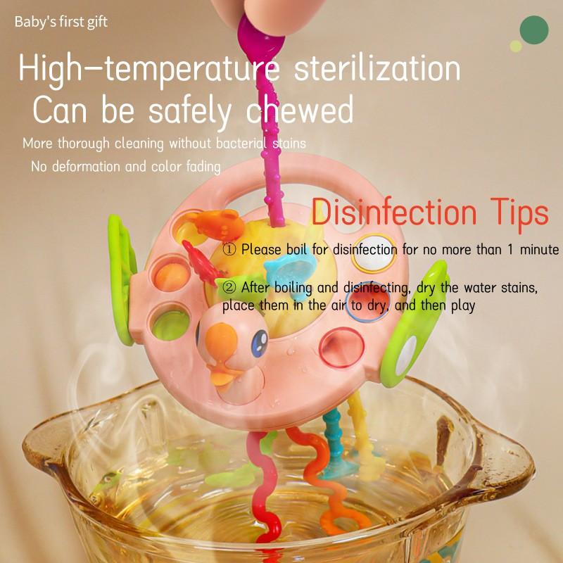 Детские игрушки Монтессори для сенсорного обучения, пальчиковые игрушки для раннего развития, игрушка 3 в 1, детский канат, мягкий силикон, от 0 до 12 месяцев