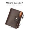 Освежающий мужской кожаный короткий двойной кошелек с защитой от кражи, многофункциональный держатель для карт с застежкой-молнией RFID