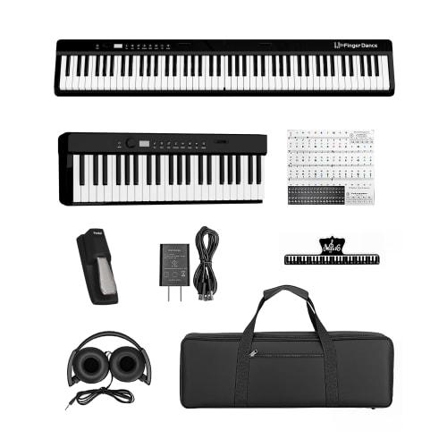 88-клавишное складное цифровое пианино, тонкий дизайн с полостью, взвешенные клавиши, Bluetooth, MIDI, легкое, портативное, для начинающих, в комплекте педаль и наушники
